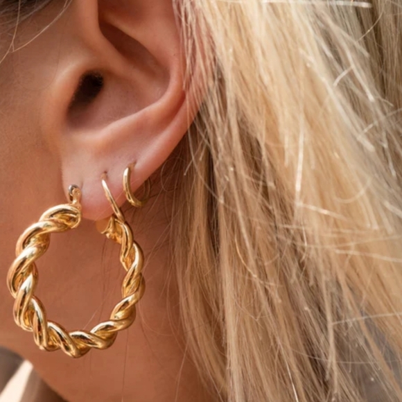 Express X LUJ AJ Hoop Earrings - Picture 2 of 7